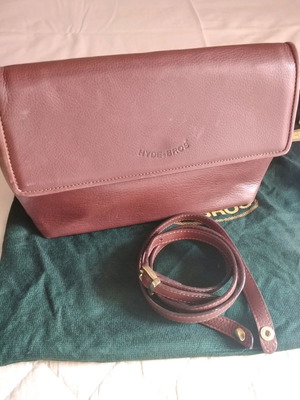 Γυναικεία τσάντα HYDE & BROS καφέ δερμάτινη σαν καινούργιο, χιαστί