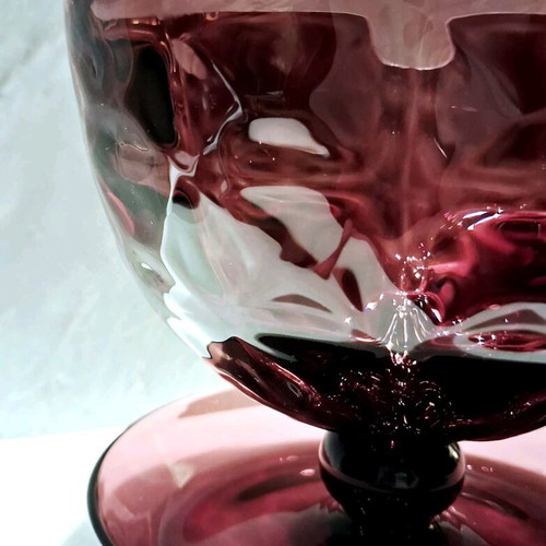 Vintage Amethyst Glass footed dessert bowls σαν καινούργιο, μεσοπολεμικό bohemian