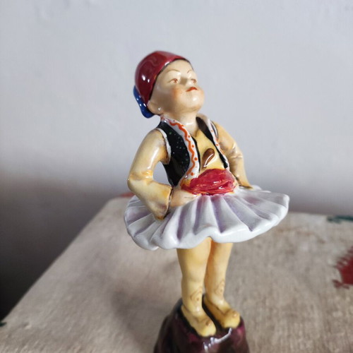 Tsolias Royal Worcester porcelain figure used, 14cm Greek boy