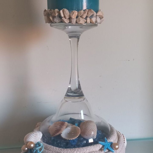 Decorative candleholder "Βυθός" new, summer design with shells