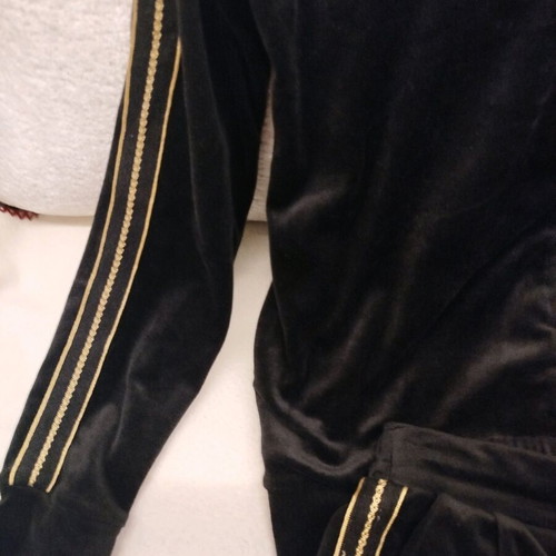 Elegant velour tracksuit set Benissimo like new, black with gold stripes