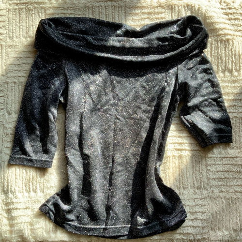 Evening top used, size S, black and silver