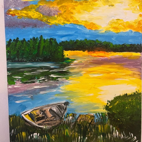 Framed painting new, painted with watercolor
