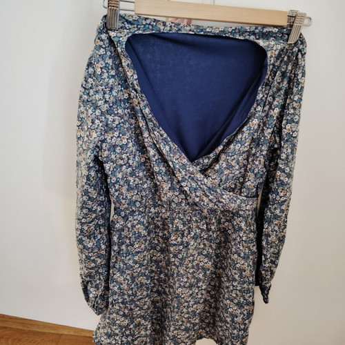 Sisley floral dress for girl used, size 146 cm, blue multicolor