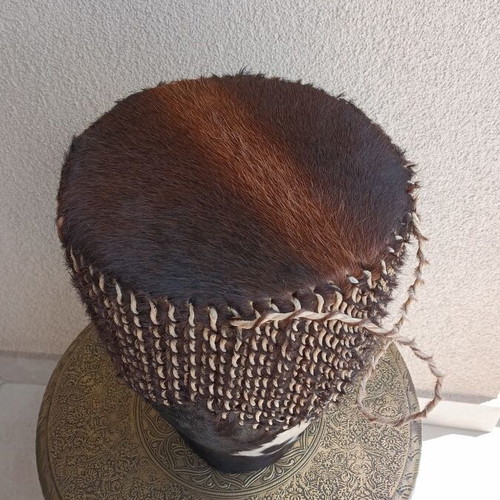 Tarambuka new African drum with natural animal skin and wooden body