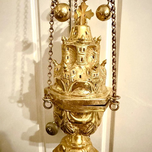 Russian gilded censer like new, church-shaped