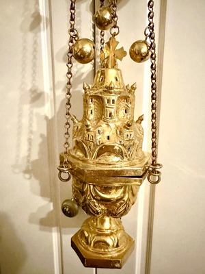 Russian gilded censer like new, church-shaped