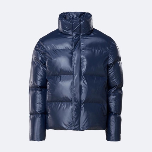 Rains Boxy Puffer Jacket new, women's size S-M, shiny blue