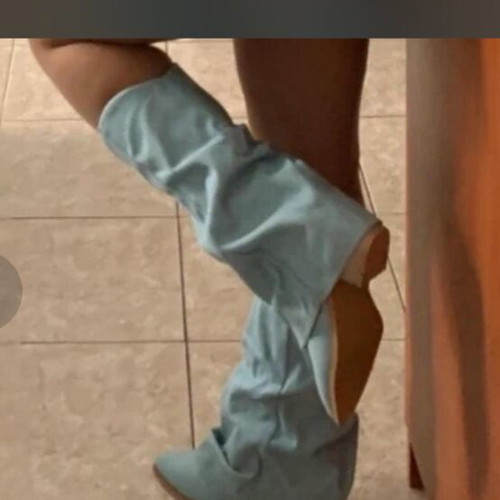 Jean cowboy boots used, size 35, blue turquoise