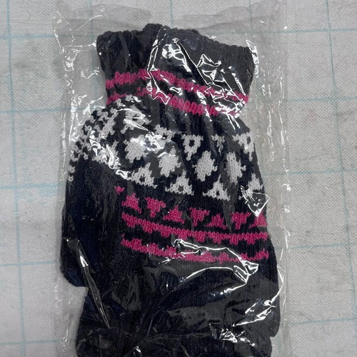 Clothing knitted hats and gloves black - pink new RBB