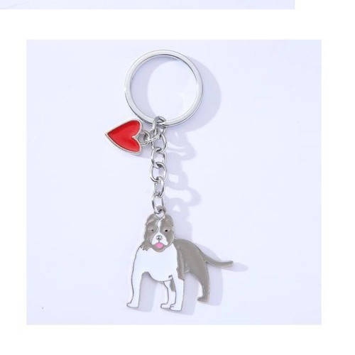 Pit Bull dog keychain and heart new