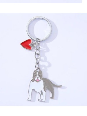 Pit Bull dog keychain and heart new