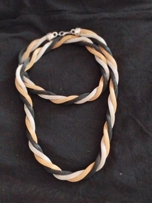Triple Long Necklace new, black and silver