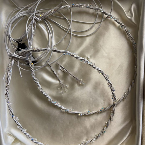 Wedding Stefana crowns new, white and silver shades with box and pins