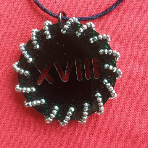 Unisex vintage Space Age plexiglass pendant number 18 like new
