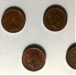  One (1) Penny ELIZABETH II (7 διαφορετικά νομίσματα - διαφορετική χρονιά κοπής) παλαιά νομίσματα