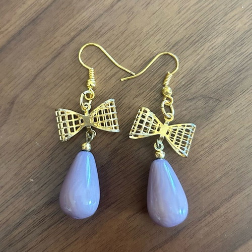 Vintage 90’s hanging earrings like new, purple lilac and gold