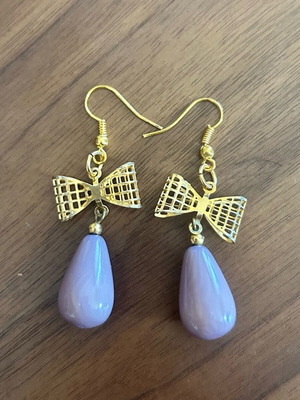 Vintage 90’s hanging earrings like new, purple lilac and gold