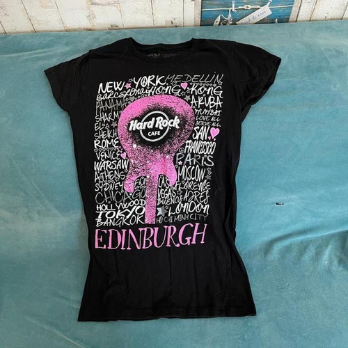 Hard Rock Cafe Edinburgh T-shirt with guitar graphic, like new, size M