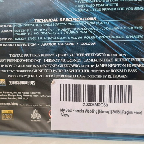 My Best Friend Wedding Blu-ray new sealed without Greek subtitles