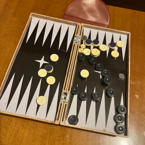 Vintage travel backgammon 1990s with magnetic pieces used