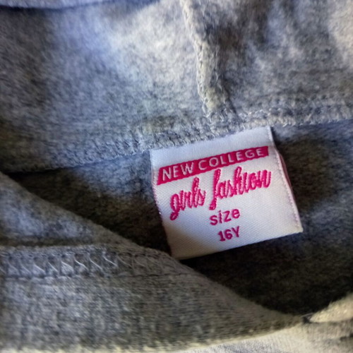 New College girls' sweatshirt used, grey and pink, size 16