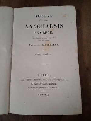 Voyage du Jeune Anacharsis en Grece volume 7 used, French