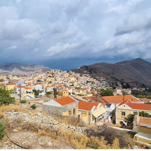 Two-Story Roofless Ruined House 92 m² in Symi with View