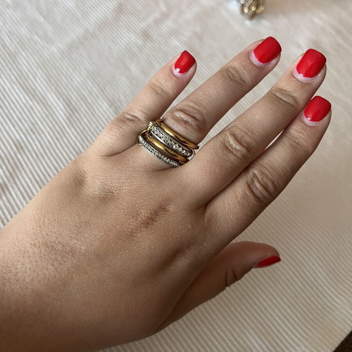 Ring stainless steel gold and silver like new, sizes 6, 7, 8