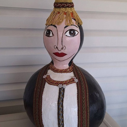 Handmade Pontic Woman Decorative Gourd