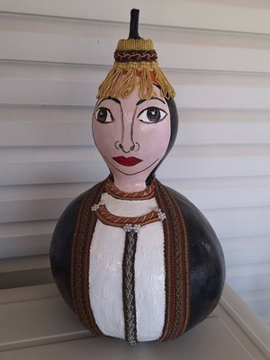 Handmade Pontic Woman Decorative Gourd