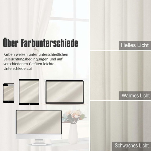 Simplebrand Sheer Curtains Cream 2 Pieces 140x137 cm New