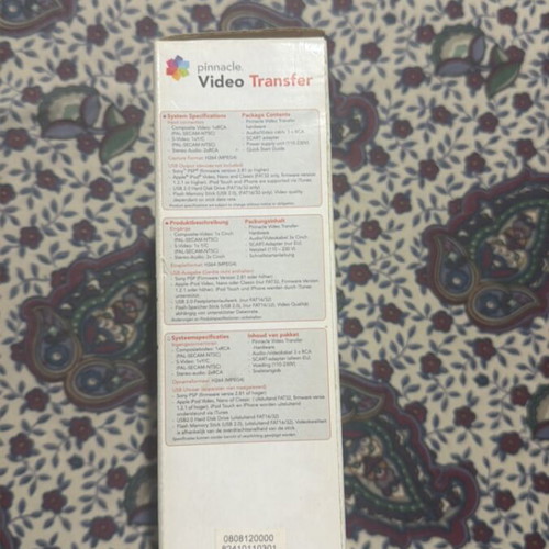 Pinnacle Video Transfer device for analog to USB digitization, new