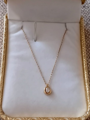 Gold pendant 18k with pear-shaped diamond 0.31ct new