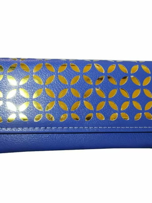 Women's blue wallet new, leatherette with embossed design