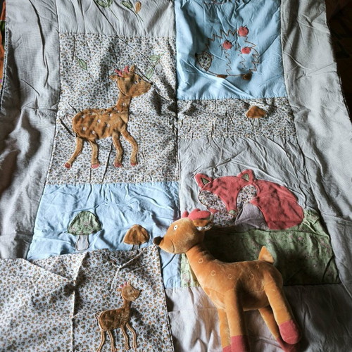 Baby bedding set with pillowcase and plush reindeer like new
