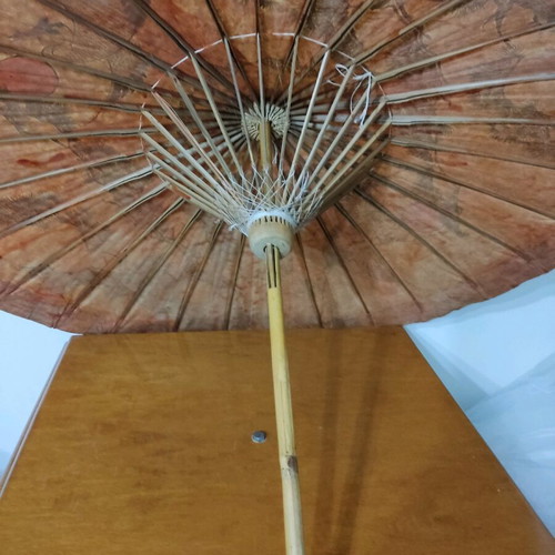Chinese handmade umbrella used, made of rice paper and bamboo