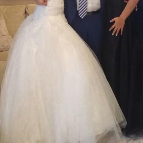 Demetrios wedding dress like new, strapless with French lace