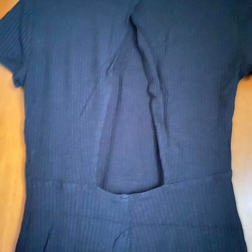 Bsb black dress with open back used, short sleeve ribbed
