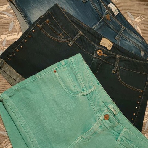 Sfera shorts used, pack of 3, medium, blue and green denim