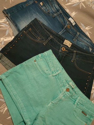 Sfera shorts used, pack of 3, medium, blue and green denim