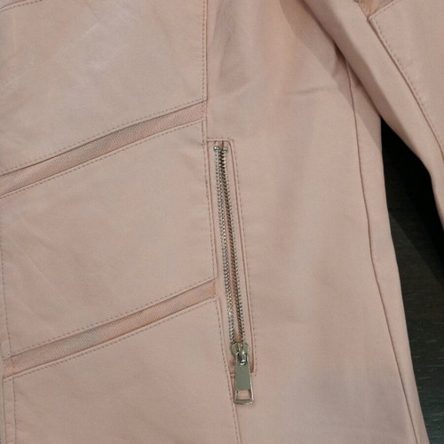 Pink faux leather jacket new, women's size 48 with lining