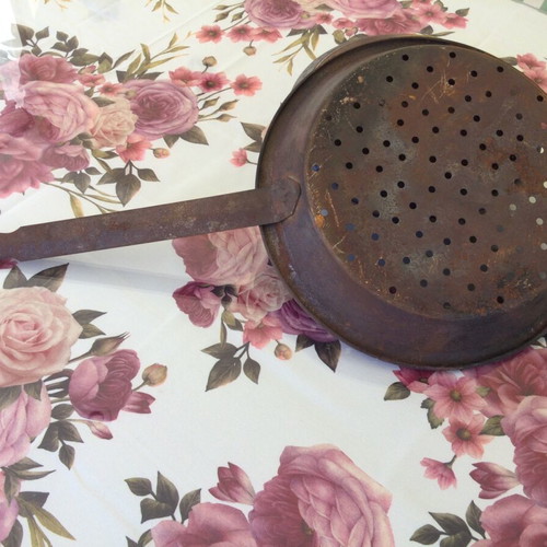 Vintage old fireplace pan for chestnuts used
