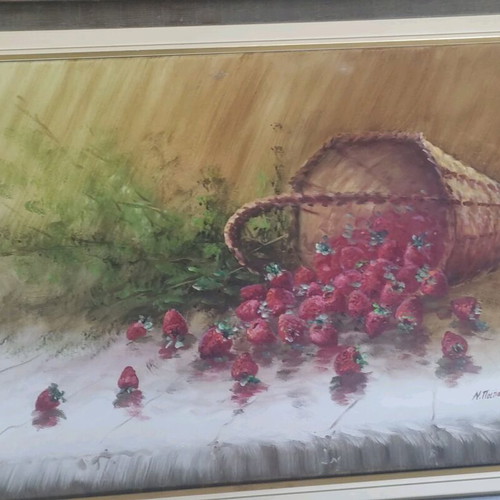 Painting Nikos Papadopoulos like new Still Life with Strawberries