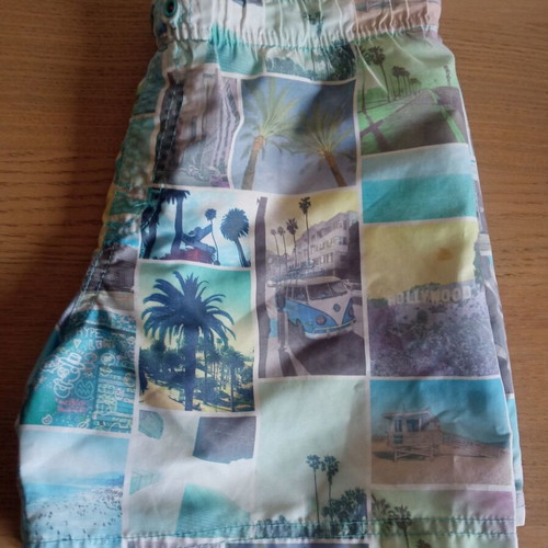 H&M kids swimwear used, white and blue, missing cord