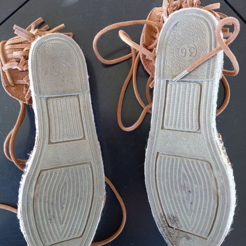 Flamenco leather lace-up espadrilles like new, size 36, beige-brown