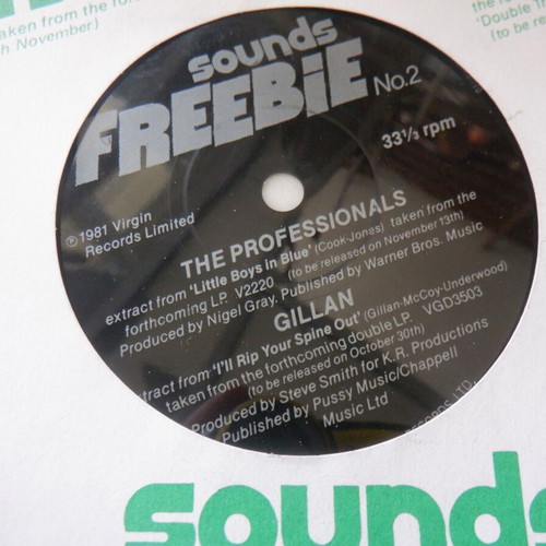 Gillan/The Professionals Sounds Freebie rare flexidisc like new
