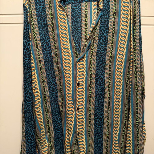 Leopard Gold Chain Shirt Made In Italia, like new, size S, blue