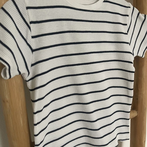 Primark boys' t-shirt size 128 white with blue stripes