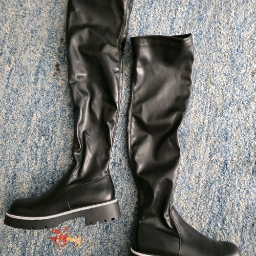 Women's boots size 41 new, over-the-knee with half zipper and rhinestone strip